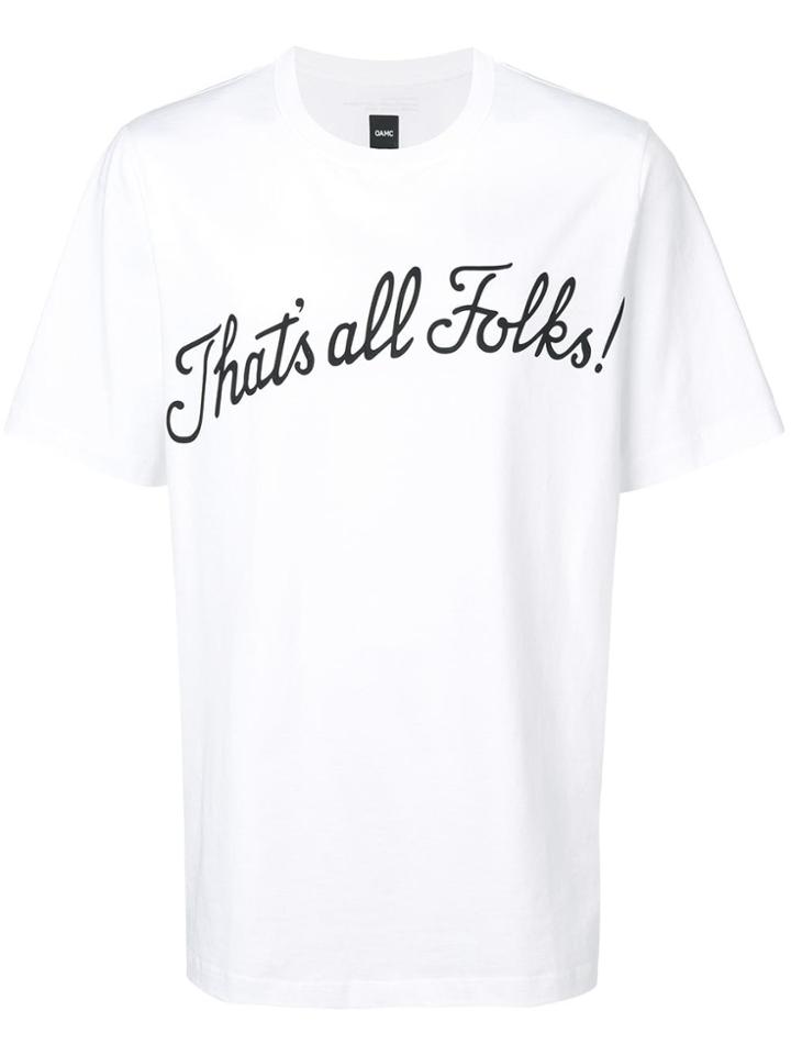 Oamc Looney Tunes Text Print T-shirt - White