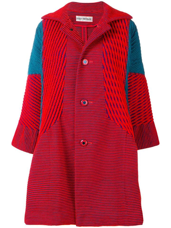 Issey Miyake Vintage Cut-pile Coat - Red