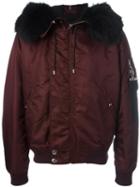 Givenchy Hooded Bomber Jacket, Men's, Size: 52, Red, Cotton/polyamide/coyote Fur