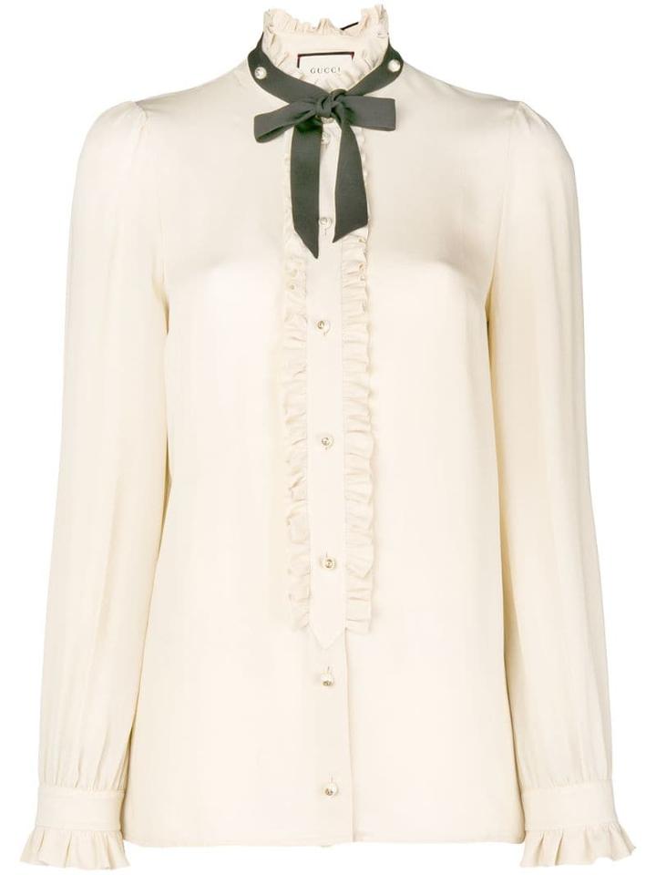 Gucci Contrast Neck Tie Shirt - Neutrals