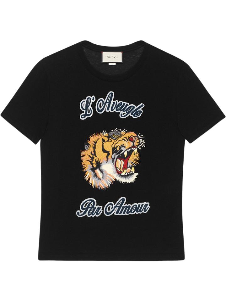 Gucci Cotton T-shirt With Embroideries - Black