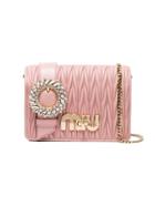 Miu Miu Pink Matelassé Leather Cross Body Bag - Pink & Purple