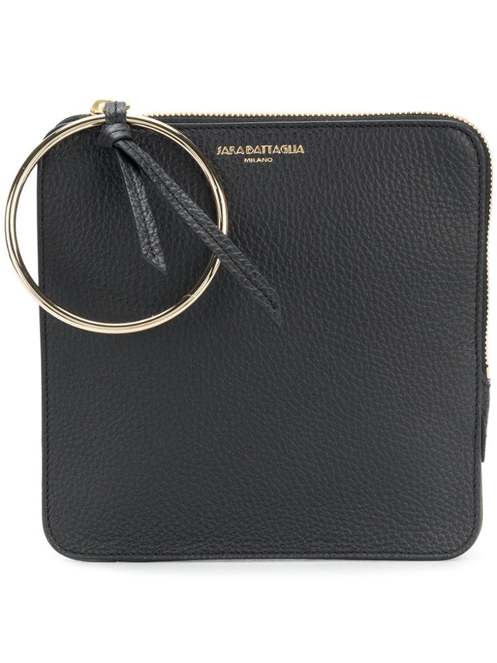 Sara Battaglia Embossed Logo Clutch Bag - Black