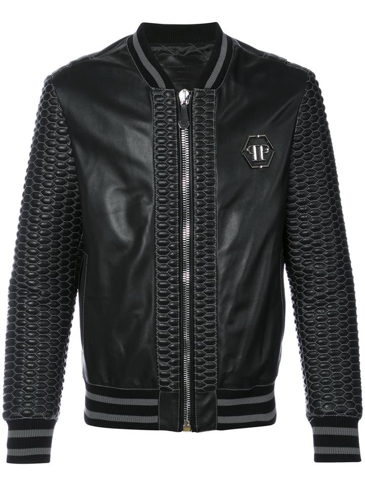Philipp Plein - Skull Print Bomber Jacket - Men - Lamb Skin/viscose - M, Black, Lamb Skin/viscose