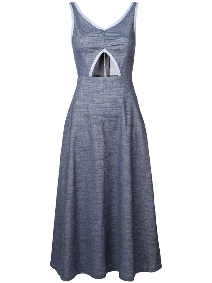 Jill Stuart Cut Out Chambray Midi Dress - Blue