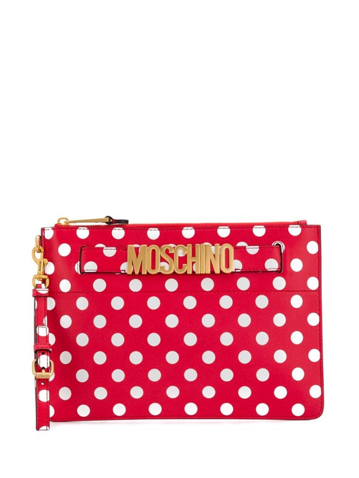 Moschino Polka Dots Print Clutch - Red