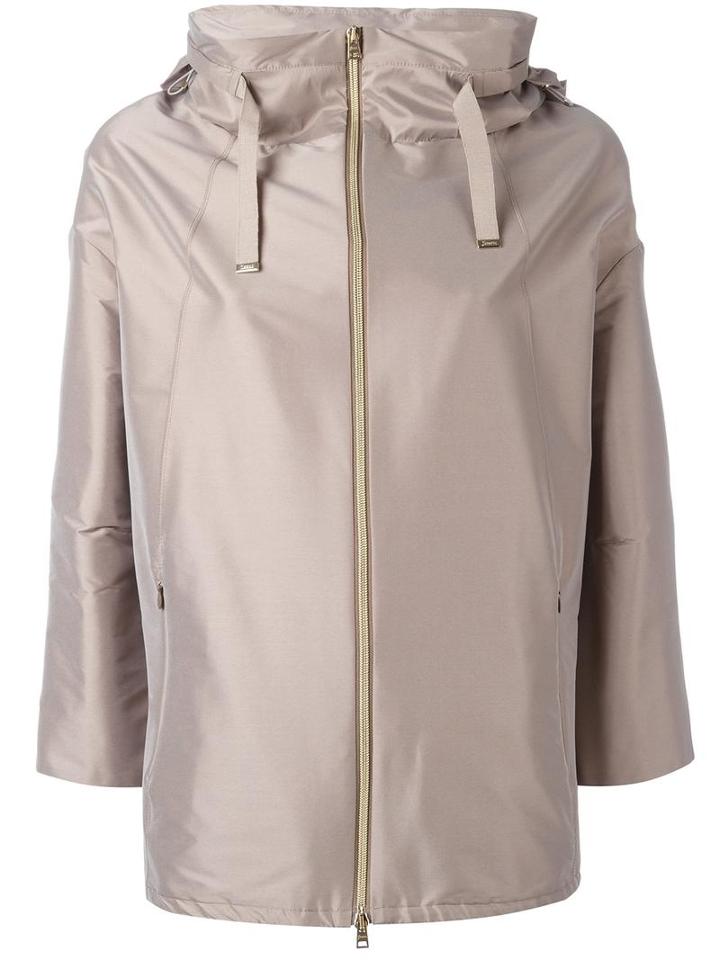 Herno Three-quarters Sleeve Hooded Coat, Women's, Size: 44, Nude/neutrals, Polyamide/polyester/acetate