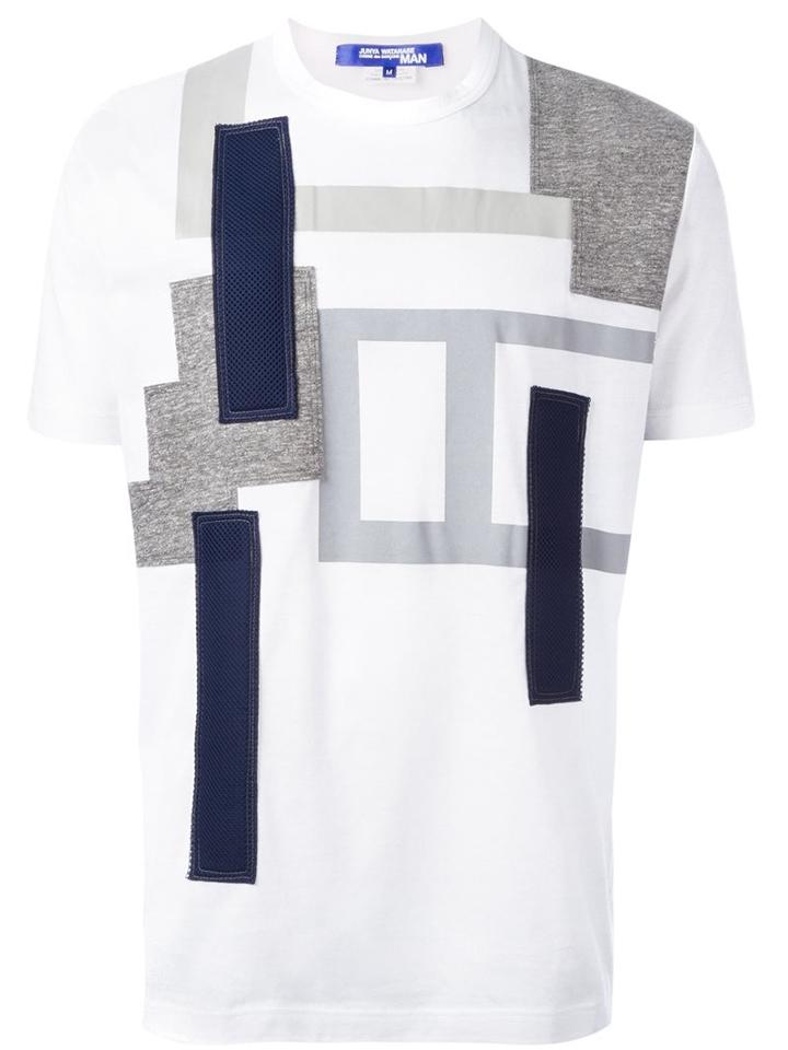 Junya Watanabe Comme Des Garçons Man Patchwork T-shirt, Men's, Size: Large, White, Cotton/polyester