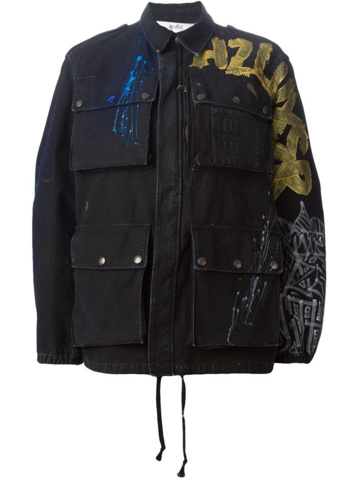 Faith Connexion Graffiti Print Jacket, Women's, Size: S, Black, Cotton