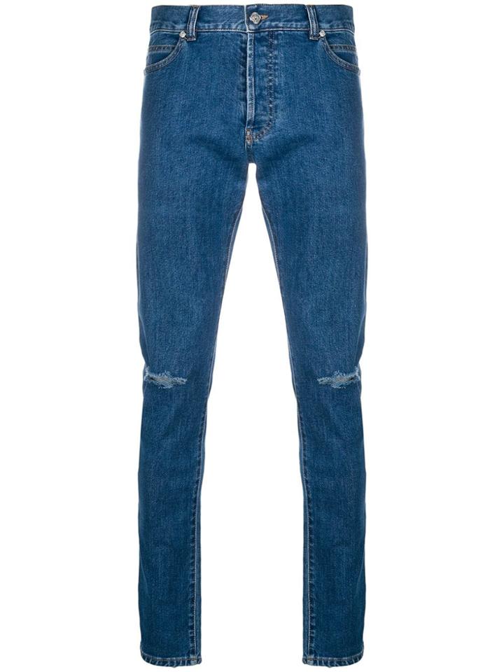 Balmain Skinny-fit Ripped Jeans - Blue