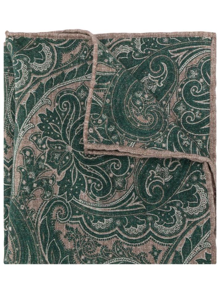 Eleventy Paisley Pocket Square - Green