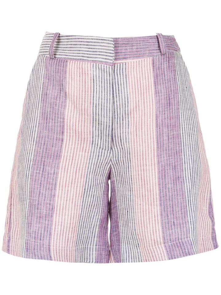 Alcaçuz Floreira Linen Shorts - Pink & Purple