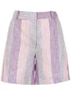 Alcaçuz Floreira Linen Shorts - Pink & Purple
