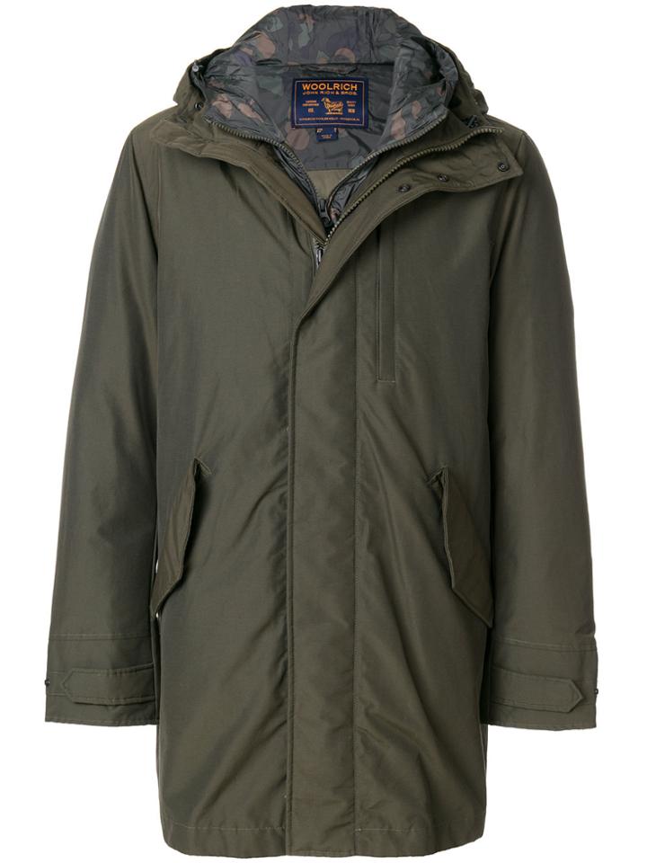 Woolrich Camouflage Layer Hood Coat - Green