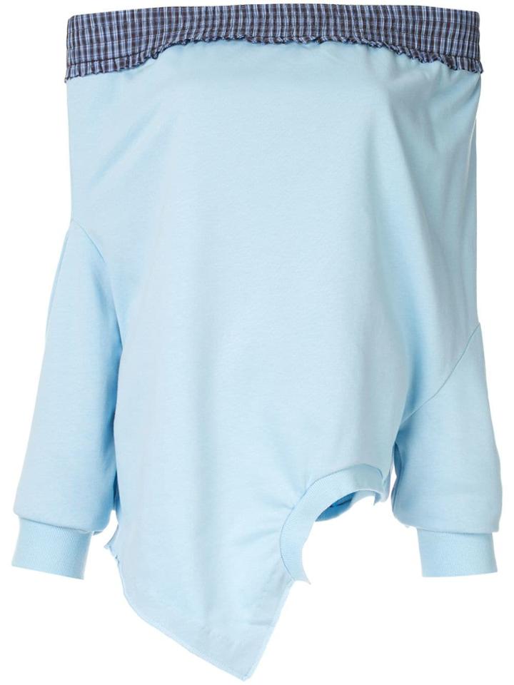 Ground Zero Dropped Shoulder Upside-down Sweatshirt - Blue