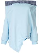 Ground Zero Dropped Shoulder Upside-down Sweatshirt - Blue