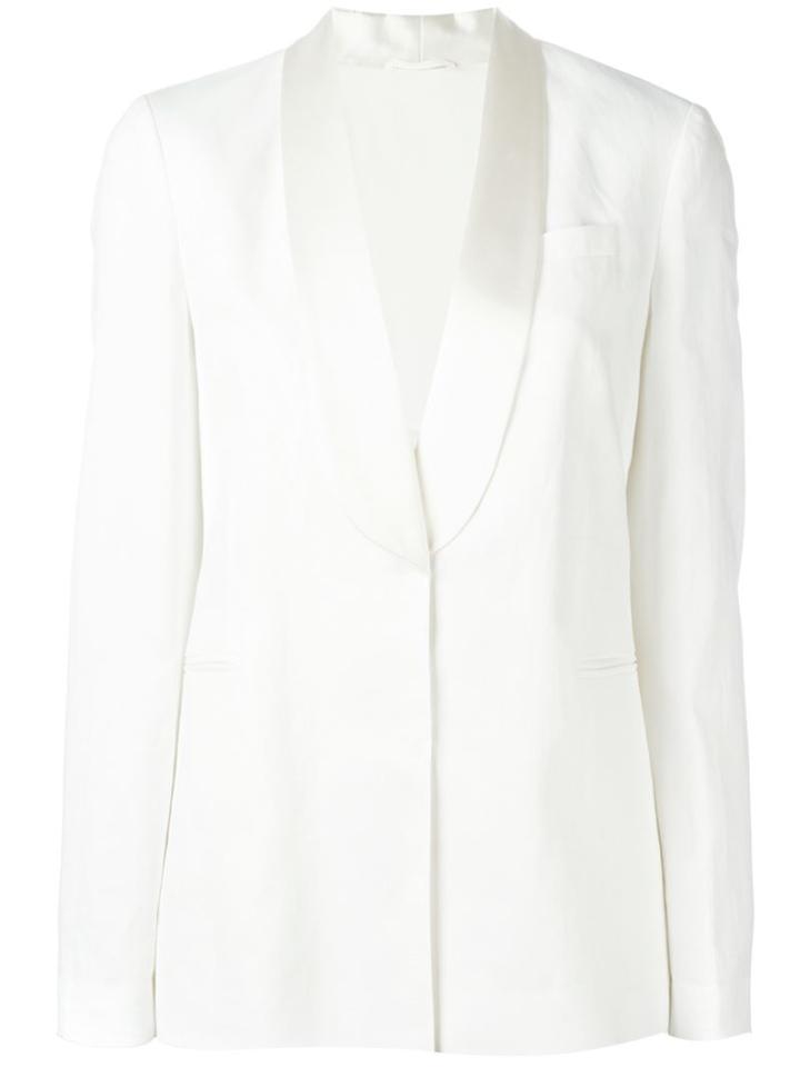 Brunello Cucinelli Tuxedo Blazer, Women's, Size: 42, White, Linen/flax/cotton/cupro