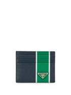 Prada Stripe Detail Cardholder - Blue