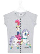 Moschino Kids Carousel Horse Print T-shirt, Girl's, Size: 8 Yrs, Grey