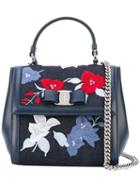 Salvatore Ferragamo - Floral Embroidered Denim Vara Bag - Women - Cotton/leather - One Size, Blue, Cotton/leather
