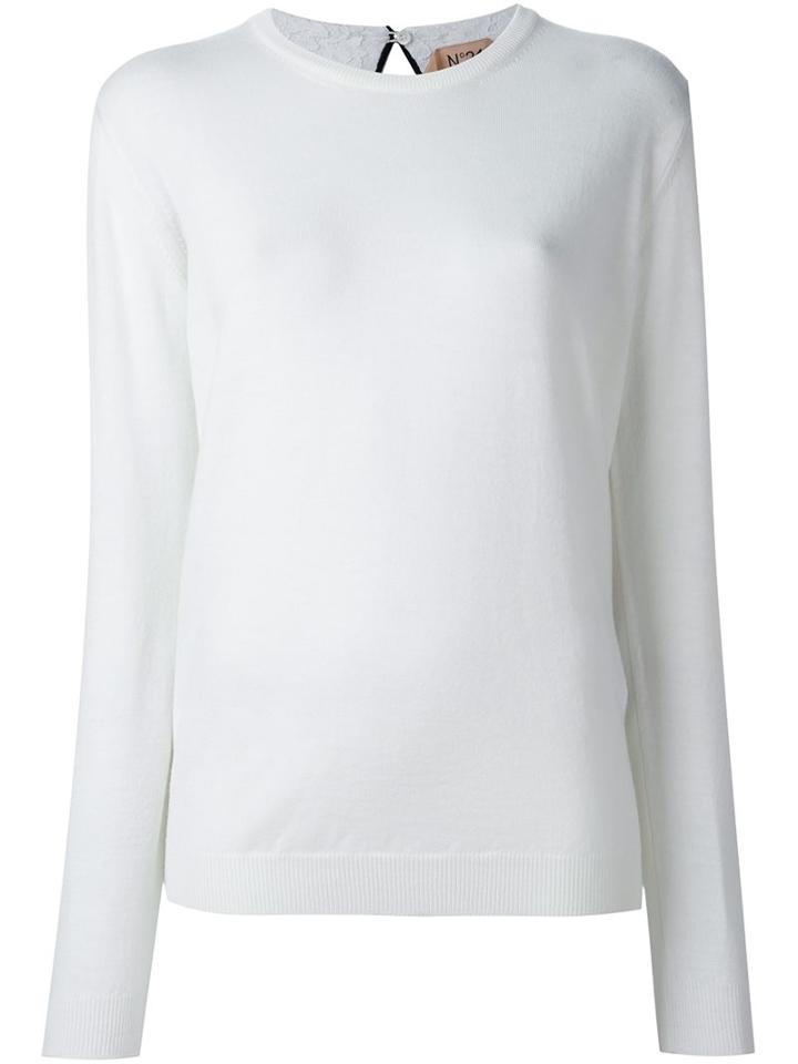 No21 Contrast Back Panel Knit Top, Women's, Size: 40, White, Silk/acetate/virgin Wool