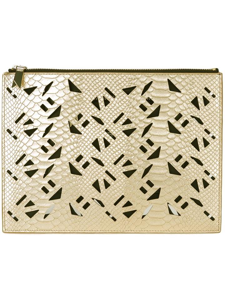 Kenzo 'flying Kenzo' Clutch, Women's, Grey, Calf Leather