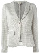 Armani Collezioni Houndstooth Blazer, Women's, Size: 50, Nude/neutrals, Polyamide/spandex/elastane/viscose