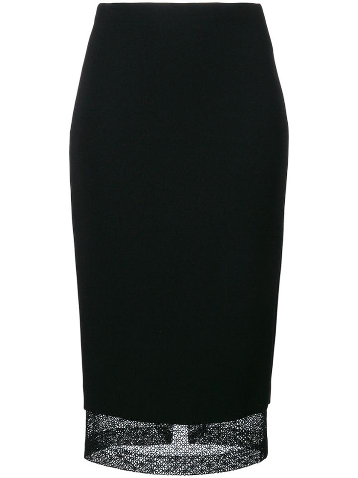 Victoria Beckham Lace Hem Pencil Skirt - Black