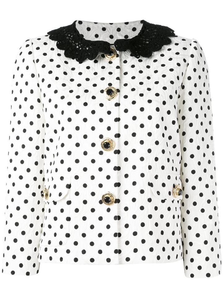 Dolce & Gabbana Polka Dot Brocade Jacket - White