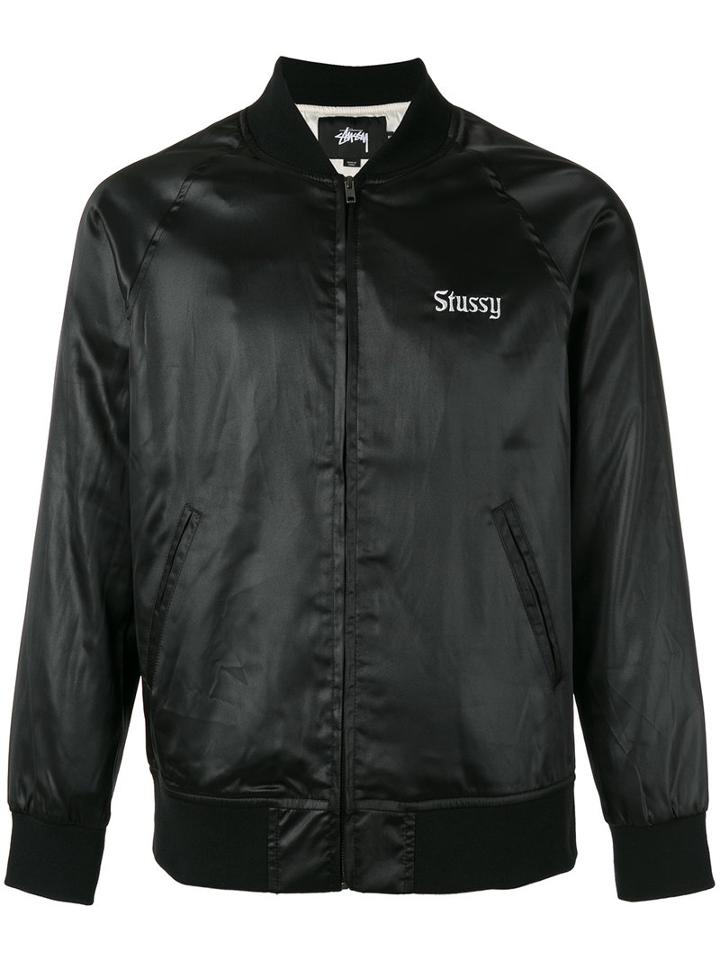 Stussy - 'california' Print Bomber Jacket - Men - Polyester/spandex/elastane - M, Black, Polyester/spandex/elastane