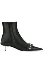 Balenciaga Shiny Leather Belted Booties - Black