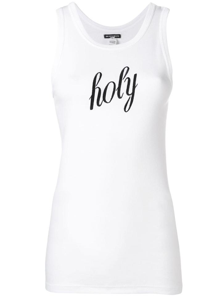 Ann Demeulemeester Holy Embroidered Tank Top - White