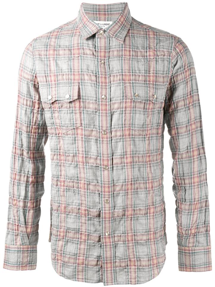 Saint Laurent Rinse Check Shirt - Grey