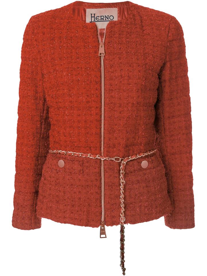 Herno Belted Tweet Jacket - Yellow & Orange