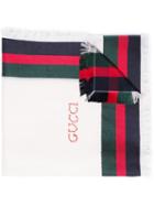 Gucci White Cashmere Stripe Scarf - Neutrals