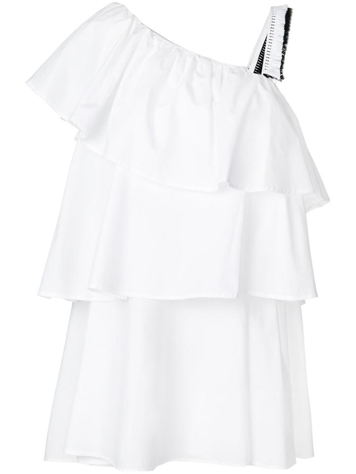 Au Jour Le Jour Tiered Asymmetric Ruffle Dress - White