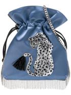 Les Petits Joueurs Embellished Fringed Crossbody Bag - Blue