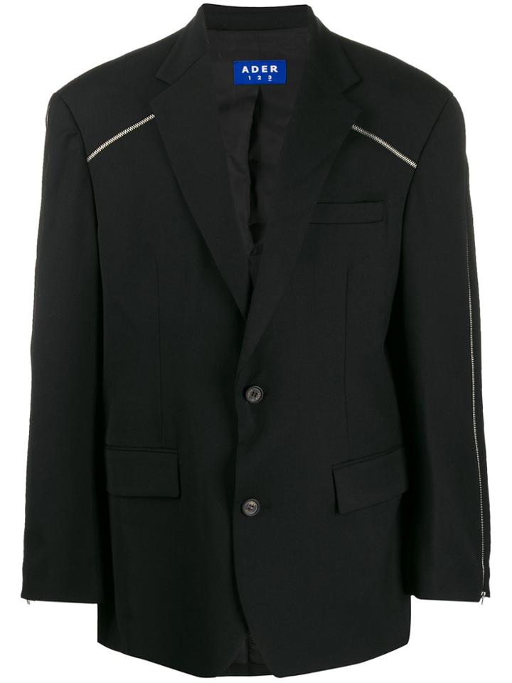 Ader Error Zip Detail Oversized Blazer - Black