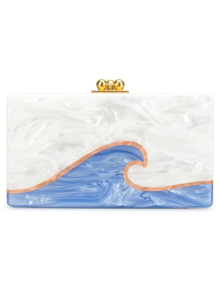 Edie Parker Wave Print Box Clutch, Women's, White