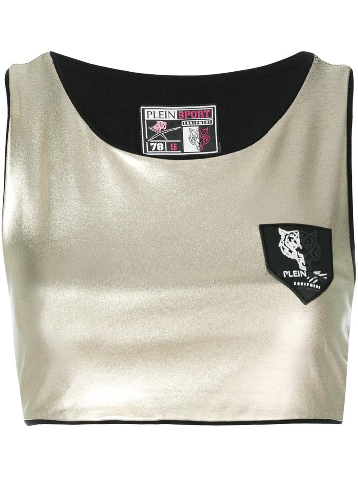 Plein Sport - Cropped Top - Women - Cotton/spandex/elastane - M, Grey, Cotton/spandex/elastane