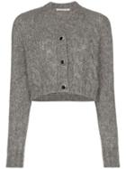 Alessandra Rich Jewel-button Cropped Cardigan - Grey