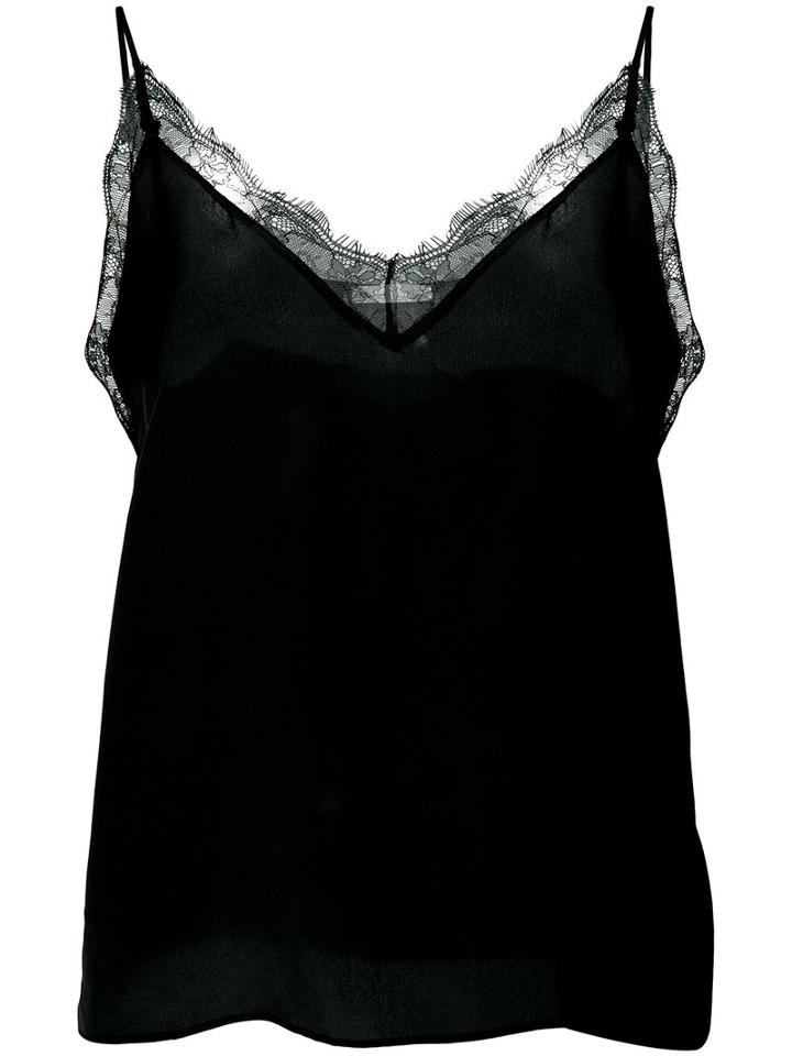 Anine Bing - Deep V Lace Camisole - Women - Silk - L, Women's, Black, Silk