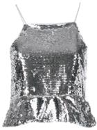 Ganni Sequin Embroidered Tank Top - Silver