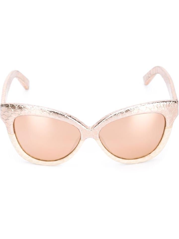 Linda Farrow '38' Sunglasses, Women's, Nude/neutrals, Acetate/snake Skin