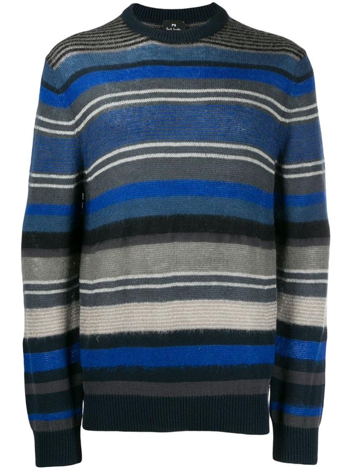 Ps Paul Smith Striped Knitted Sweater - Blue
