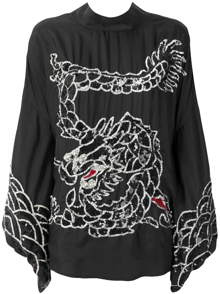 P.a.r.o.s.h. Sequin Dragon Blouse - Black