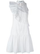 Vivetta Embroidered Hand Collar Dress, Women's, Size: 42, White, Cotton