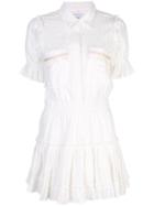 Misa Los Angeles Striped Button-up Flare Dress - White