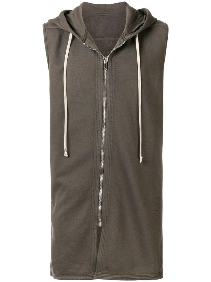 Rick Owens Drkshdw Long Sleeveless Hoodie - Grey