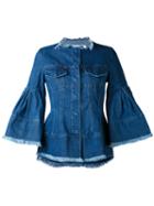 Marques'almeida - Flared Sleeve Denim Jacket - Women - Cotton - M, Blue, Cotton